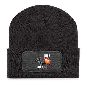 Bier! Fußball! Bier!!! - Recycelte Patch Beanie - Dunkelgrau - Vorne
