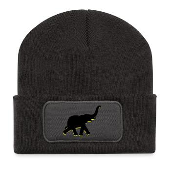 Un gros éléphant avec le tronc - Beanie recyclé à patch - charbon - Devant