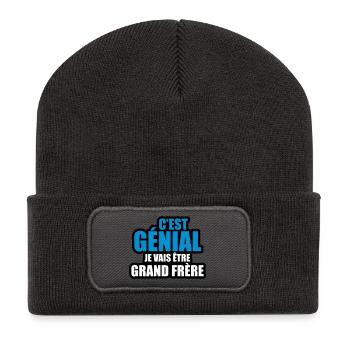 c'est génial je vais être grand frère - Beanie recyclé à patch - charbon - Devant