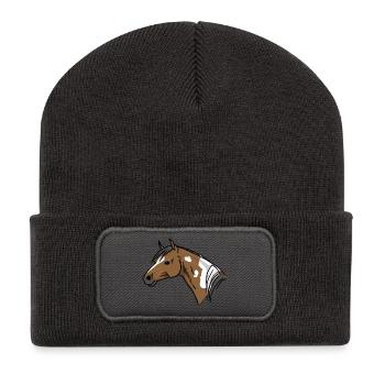 Horse Portrait - Recycled Patch Beanie - dark grey - Front