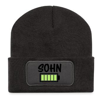 Sohn - Akku - Recycelte Patch Beanie - Dunkelgrau - Vorne
