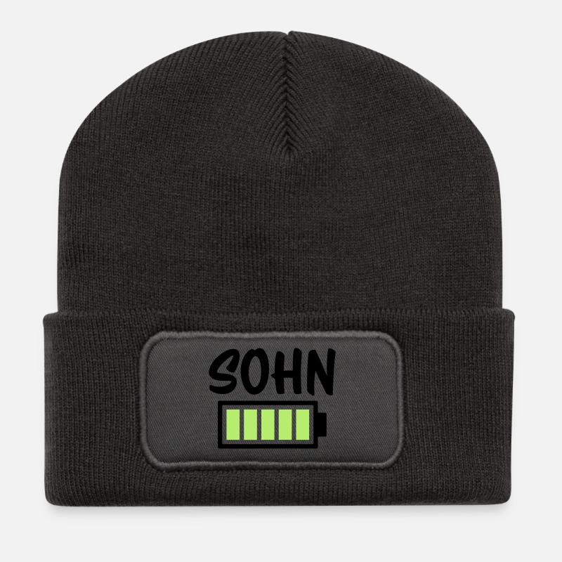 Sohn - Akku - Recycelte Patch Beanie - Dunkelgrau