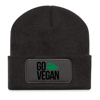 végétalien - Beanie recyclé à patch - charbon - Devant