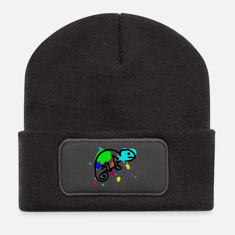 Caméléon coloré - Beanie recyclé à patch - charbon