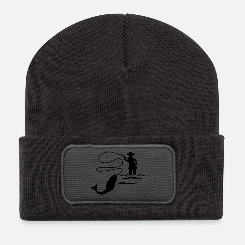Fischer Fliegenfischen - Recycelte Patch Beanie - Dunkelgrau