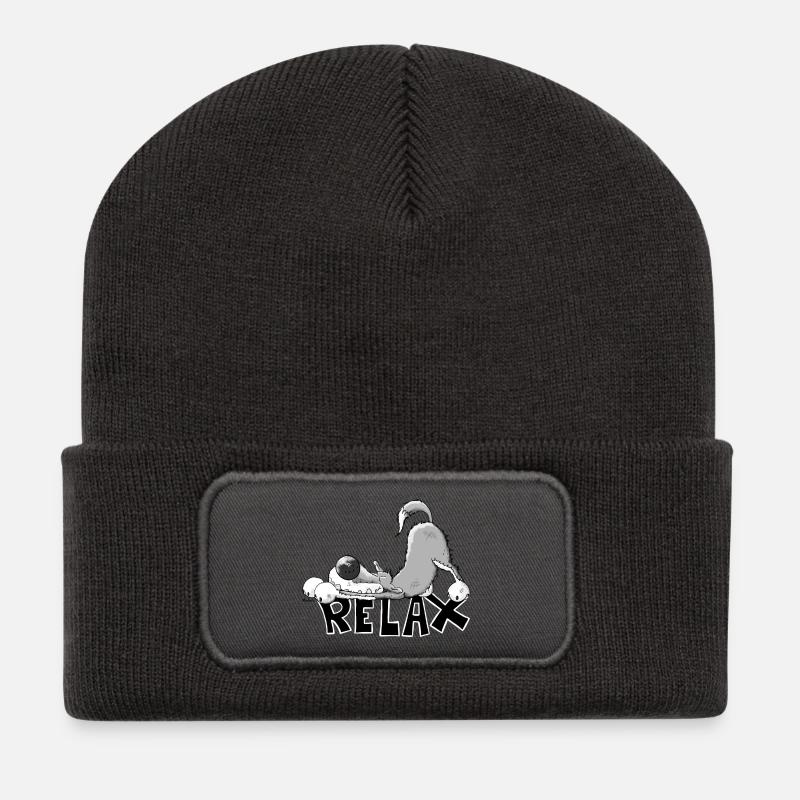 Relax Wolf - Recycelte Patch Beanie - Dunkelgrau