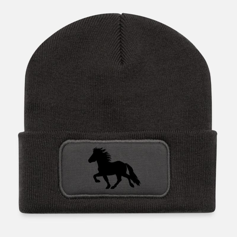 Süßes Islandpferd, Tölter No. 6, Isländer - Recycelte Patch Beanie - Dunkelgrau