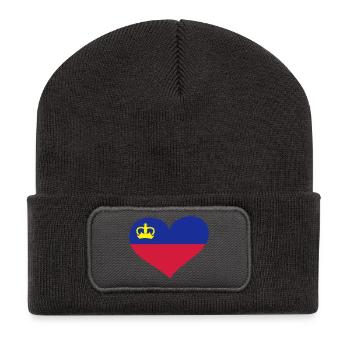 Liechtenstein Herz; Heart Liechtenstein - Recycelte Patch Beanie - Dunkelgrau - Vorne