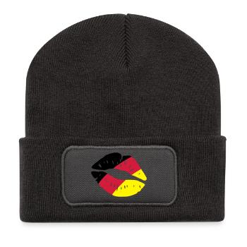 germany kiss lips - Recycelte Patch Beanie - Dunkelgrau - Vorne