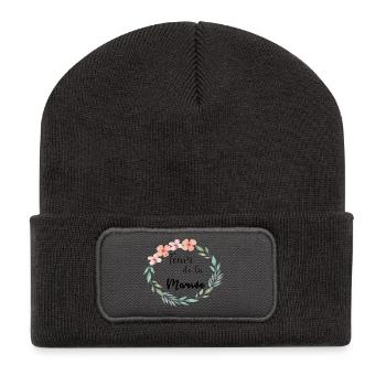 team de la mariee floral fleurs feuilles - Beanie recyclé à patch - charbon - Devant