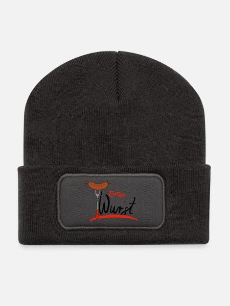 Extra Wurst Barbecue Humor - Recycelte Patch Beanie - Dunkelgrau