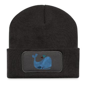 Blue Whale Bliss - Recycelte Patch Beanie - Dunkelgrau - Vorne