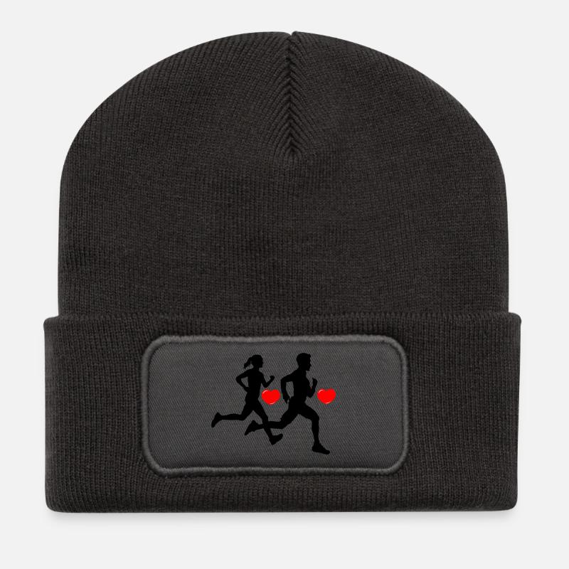 Courir ensemble - Beanie recyclé à patch - charbon