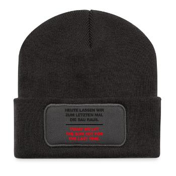 Today we let the sow out - Recycled Patch Beanie - dark grey - Front