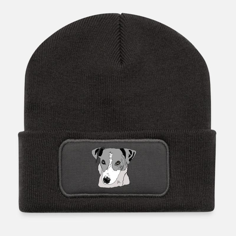 Jack Russel Terrier - Recycelte Patch Beanie - Dunkelgrau