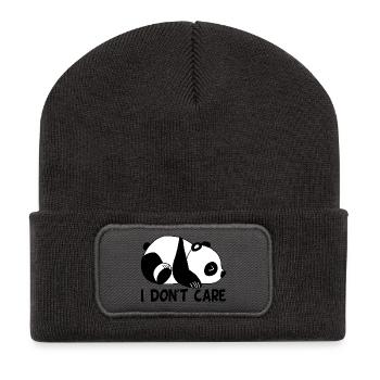Je m'en fous (anglais) - Beanie recyclé à patch - charbon - Devant