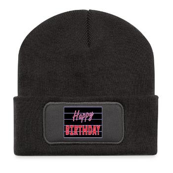 ALLES GUTE ZUM GEBURTSTAG. ALLES GUTE ZUM GEBURTSTAG. JAHRESTAG. - Recycelte Patch Beanie - Dunkelgrau - Vorne