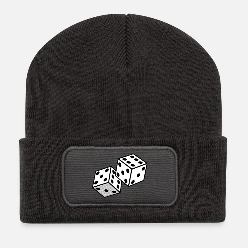Würfel - Glücksspiel Casino Design - Recycelte Patch Beanie - Dunkelgrau