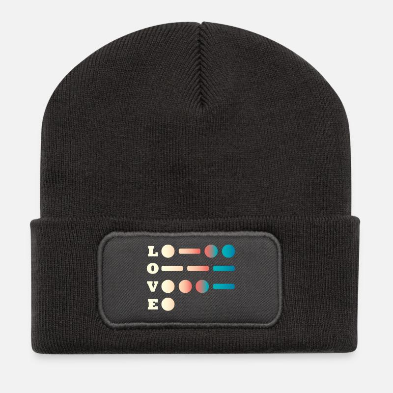 Liebe Morsezeichen - Recycelte Patch Beanie - Dunkelgrau