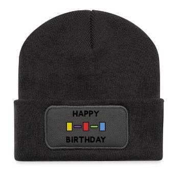 JOYEUX ANNIVERSAIRE. HAPPY BIRTHDAY. ANNIVERSAIRE. - Beanie recyclé à patch - charbon - Devant