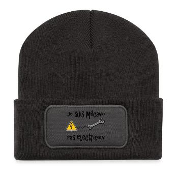 Mécanicien - Beanie recyclé à patch - charbon - Devant