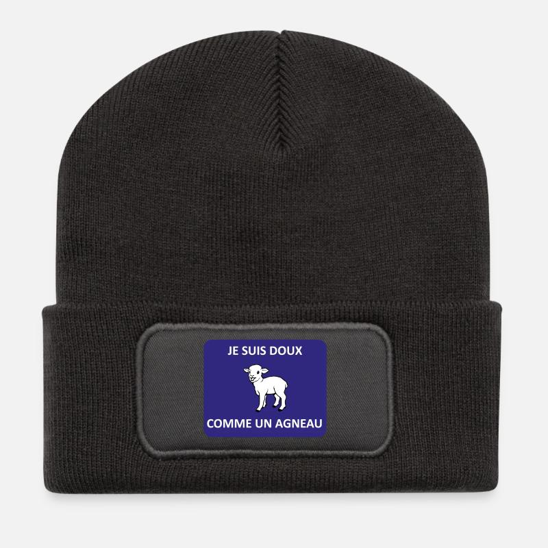Sanft wie ein Lamm - Recycelte Patch Beanie - Dunkelgrau