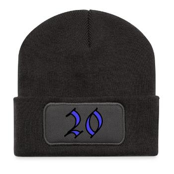 20. 20 JAHRE. 20-JÄHRIGES JUBILÄUM. 20-JÄHRIGES JUBILÄUM. - Recycelte Patch Beanie - Dunkelgrau - Vorne