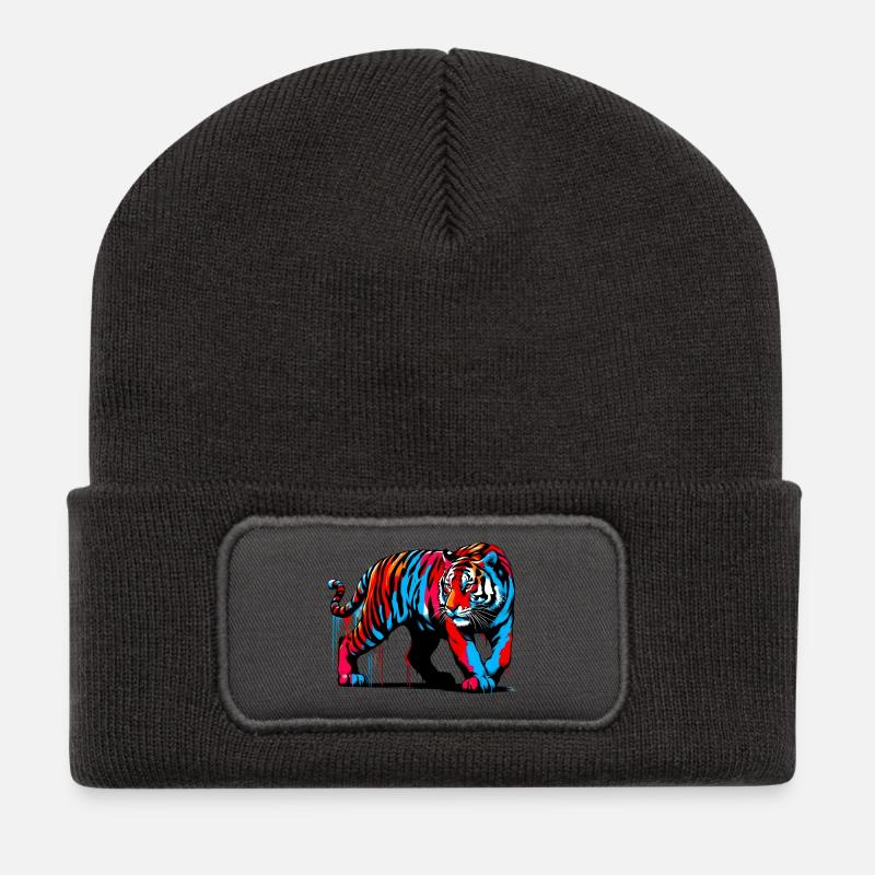Tiger - Recycelte Patch Beanie - Dunkelgrau