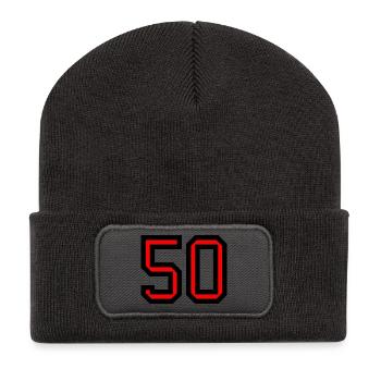 50. 50 ANS. 50e ANNIVERSAIRE. ANNIVERSAIRE 50 ANS. - Beanie recyclé à patch - charbon - Devant