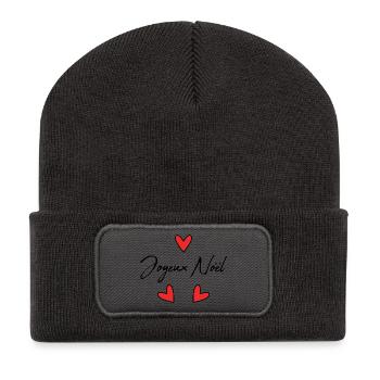 CHRISTMAS. MERRY CHRISTMAS. MERRY CHRISTMAS. NEW YEAR’S DAY - Recycled Patch Beanie - dark grey - Front