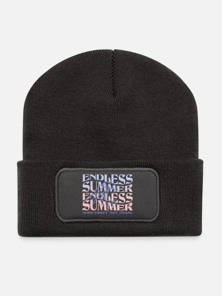 Endless Summer – Wellen & Beach Vibes - Recycelte Patch Beanie - Dunkelgrau