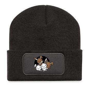 4 Bunnies Friends Team Crew Hole Quatre frères et sœurs - Beanie recyclé à patch - charbon - Devant