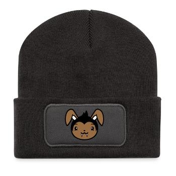 Lapin Vampire Sharp Longues Dents Halloween Costume - Beanie recyclé à patch - charbon - Devant