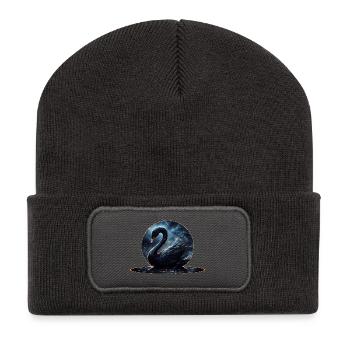 Galaktische Gnade: Der schwarze Schwan - Recycelte Patch Beanie - Dunkelgrau - Vorne