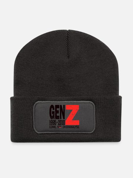 Gen Z Trendsetter Influencer Shirt - Recycelte Patch Beanie - Dunkelgrau