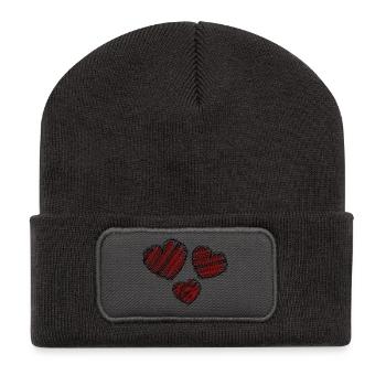 GELIEBTE. HERZ. MEISTER. VIELEN DANK. DANKE HERRIN. - Recycelte Patch Beanie - Dunkelgrau - Vorne