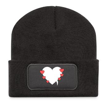 Speech bubble with hearts - Recycled Patch Beanie - dark grey - Front