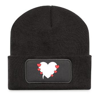 Speech Bubble with Hearts 3 - Recycled Patch Beanie - dark grey - Front