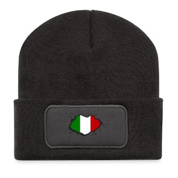 Drapeau italien - Beanie recyclé à patch - charbon - Devant