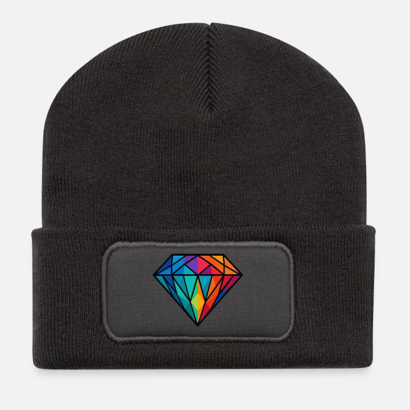 Diamant - Recycelte Patch Beanie - Dunkelgrau