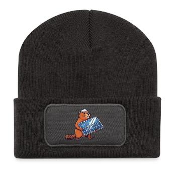 Beaver Installateur Panneau Solaire Ingénieur Dessin Animé - Beanie recyclé à patch - charbon - Devant