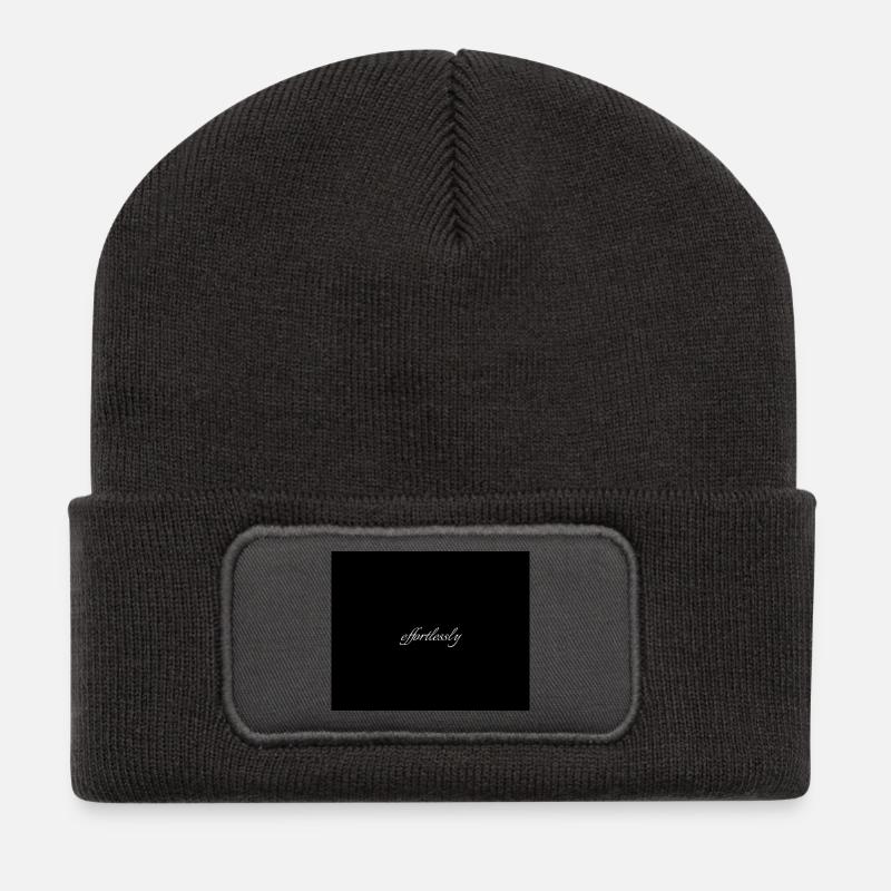 Effortlessly Elegant Script Typografie - Recycelte Patch Beanie - Dunkelgrau