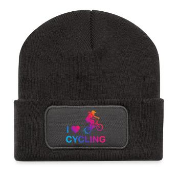 Ich liebe Cycling Heart - Recycelte Patch Beanie - Dunkelgrau - Vorne
