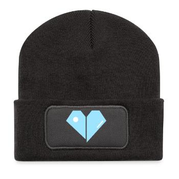 Geometric Blue Heart - Recycled Patch Beanie - dark grey - Front