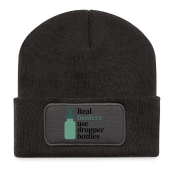 Homéopathie Real Healers Flacons compte-gouttes Profession - Beanie recyclé à patch - charbon - Devant