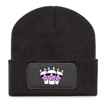 Drei Lamas Kaugummi Sonnenbrille Squad Gruppe Süß - Recycelte Patch Beanie - Dunkelgrau - Vorne