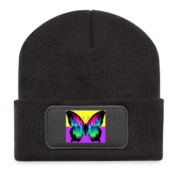 Schmetterling - Recycelte Patch Beanie - Dunkelgrau - Vorne