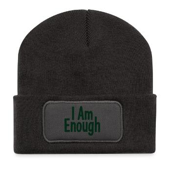 I Am Enough Self-Confidence Statement - Recycled Patch Beanie - dark grey - Front