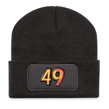 49 Zahl Bunt - Recycelte Patch Beanie - Dunkelgrau - Vorne