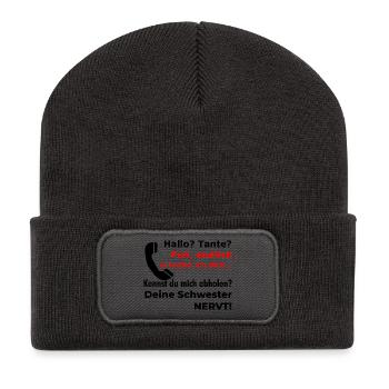 Ouf, enfin je t’atteins... Drôle de proverbe dans - Beanie recyclé à patch - charbon - Devant